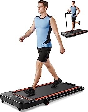 UREVO 2 in 1 Under Desk Treadmill, 2.5HP Folding Electric Treadmill Walking Jogging Machine for Home Office with Remote Control